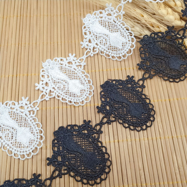 4.5 yards x 5cm Width Retro cat Embroidery Water Soluble Chemical Lace Ribbon