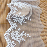 4.5ヤード×幅11cm 高級枝 花刺繍 チュールレース トリム フリルレース