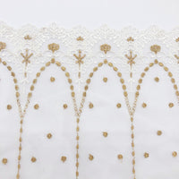 幅8インチの3ヤードのヴィンテージゴールデンラインフローラル刺繍レース生地トリム