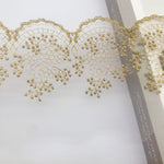 4.5 Yards x 10.5cm Width Premium Golden Line Branch Floral Embroidery Tulle Lace Trim Frill Lace