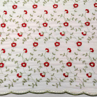130cm Width Red Floral and Vine Branch Embroidery Lace Fabric by the Yard