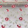130 cm 幅赤い花とつる枝刺繍レース生地ヤード