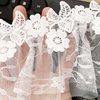 幅12cmの2ヤードのプレミアムロリータフローラル刺繍レース装飾レース