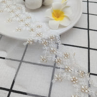 4.5ヤード 幅6.5cm プレミアム ゴールデンライン つる 花柄 刺繍 チュール レース トリム フリル レース