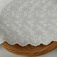 135cm Width Floral Embroidery Eyelet Cotton Fabric by the Yard