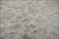 145cm Width Premium Silver and Golden Line Floral Jacquard Fabric by the Yard