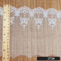 3 Yards of 17cm Width Premium  Butterfly Embroidery Tulle Lace Trim Frill Lace