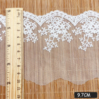 幅9.7cm 4ヤード 高級枝 花刺繍 チュールレース トリム フリルレース