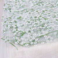 126cm Width Spring and Summer Fairy  Floral Embroidery Tulle Lace Fabric by the Yard