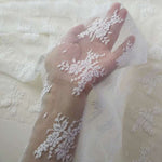 51” Width Creamy white Vintage Three Dimensional Jacquard Nesh Yarn Lace Fabric by the Yard