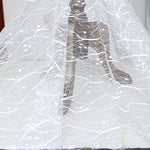 59” Width IRIZCO Ivory White Twill Sequined Embroidery Lace Fabric – by the Yard