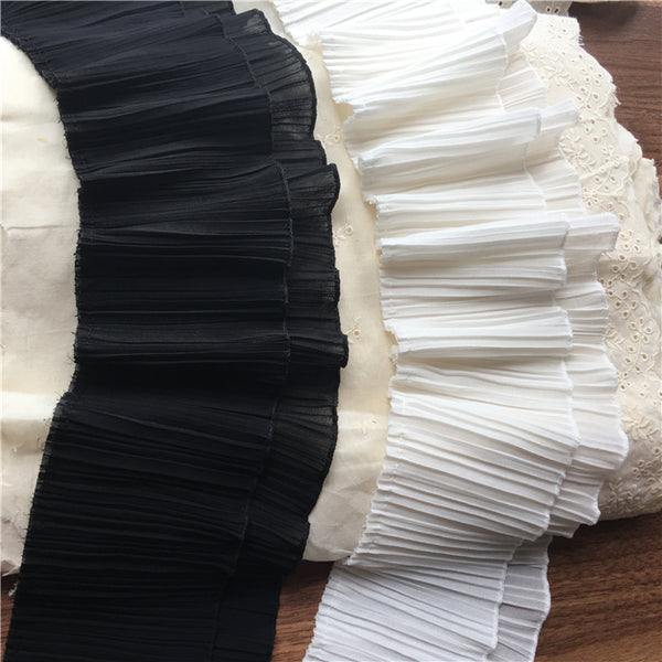 2 Yards of 12cm Double Layer Premium Pleated Chiffon Lace
