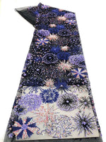 125cm Width x 90cm Length Premium Sequins Embroidery Abstract Floral Lace Fabric