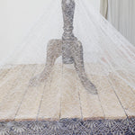 59” Width Ivory white Crack Pattern Embroidery Lace Net Yarn Fabric – by the Yard