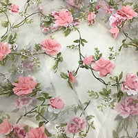 140cm Width Premium 3D Floral Organza Lace Fabric by the Yard