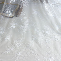 62" Width Embroidered Hollow out Knitted Floral Lace Fabric by the Yard