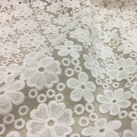 140cm 幅 デイジー フローラル 刺繍 レース生地 ヤード単位