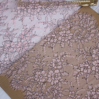 幅42cm~48cm×長さ290cm 高級まつげ花刺繍レース生地