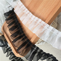 3.9cm Width x 5 Yards Length Premium Chiffon Ruffle Frill Lace