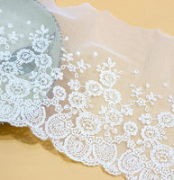 3 Yards of 6 inches Width Branch Floral Embroidery Tulle Lace Trim