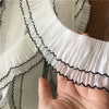 2 Yards of Vintage Double Layer Ruffle Pleated Lace Fabric with Edge Lines