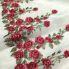 130cm Width x 90cm Length Rose Floral Embroidery Organza Lace Tulle Lace Fabric