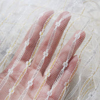 59” Width Golden and Silver Lining Embroidery Lace Fabric by The Yard