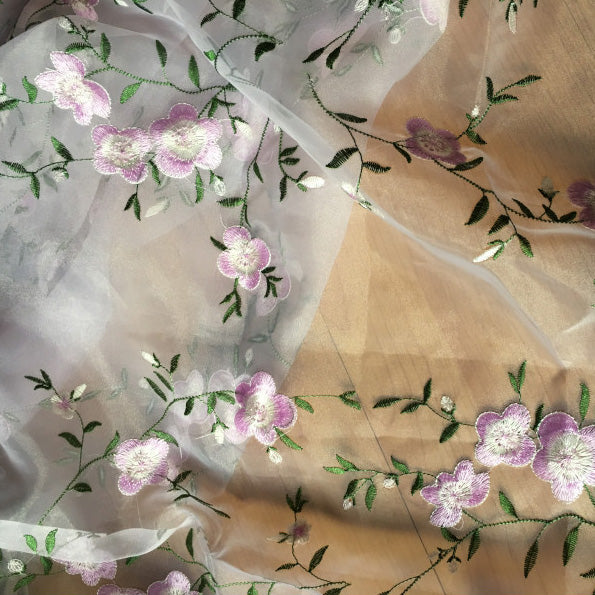 55 Width Organza Vintage Botanical Floral Print Fabric by the Yard – iriz  Lace