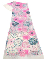 125cm Width x 90cm Length Premium Sequins Embroidery Abstract Floral Lace Fabric