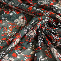 57” Width Hit Color Bontanical Red Floral Print Chiffon Fabric by the Yard