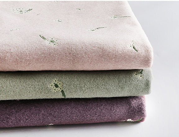 150cm Width x 95cm Length Premium Floral Embroidery Autumn and Winter Soft Woolen Coat Fabric