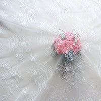62" Width Embroidered Hollow out Knitted Floral Lace Fabric by the Yard