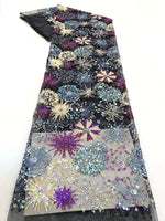 125cm Width x 90cm Length Premium Sequins Embroidery Abstract Floral Lace Fabric