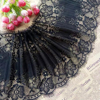 150cm x 20cm Width Black Eyelashes Tassel Floral Lace Fabric Trim