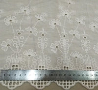 55” Width Contton Floral Embroidery Eyelet Lace Fabric by the Yard