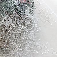 62" Width Embroidered Hollow out Knitted Floral Lace Fabric by the Yard