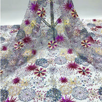 125cm Width x 90cm Length Premium Sequins Embroidery Abstract Floral Lace Fabric