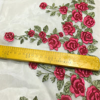 130cm Width x 90cm Length Rose Floral Embroidery Organza Lace Tulle Lace Fabric