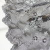 58” Width Silver Line out of Black Mesh Floral Embroidery Bone Lace Fabric - by the Yard