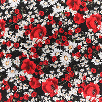 55” Width Daisy and Rose Flower Print Fabric by The Yard