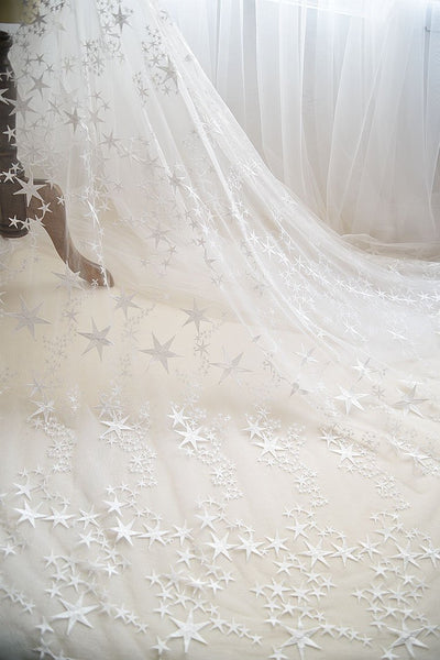 Stars Embroidery Fashion Lace Fabric Wedding Dress Fabric by the yard iriz Lace Stars Embroidery Fashion Lace Fabric Wedding Dress Fabric by the yard iriz Lace