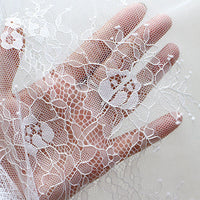 62" Width Embroidered Hollow out Knitted Floral Lace Fabric by the Yard
