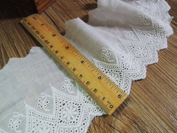 4 Yards of 10cm Width Retro Embroidery Cotton Fabric Lace Eyelet Trim –  iriz Lace