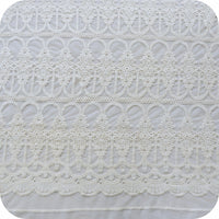 51” Width Beige Cotton Vintage Embroidery Lace Fabric by the Yard