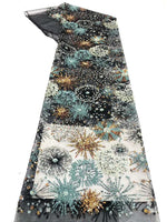 125cm Width x 90cm Length Premium Sequins Embroidery Abstract Floral Lace Fabric