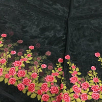 130cm Width x 90cm Length Rose Floral Embroidery Organza Lace Tulle Lace Fabric
