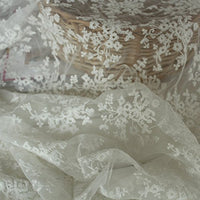 51" Wide Floral Embroidered Mesh Lace Fabric by the Yard
