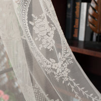 106 inches Width Vintage Floral Embroidery Lace Curtain Veil Panel by The Yard