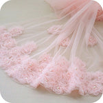 25" Width Beaded Flowers Tulle 3D Lace Fabric By the Yard