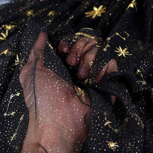 Tulle 3D Embroidery Mesh Lace Fabric Gold Star Gauze Fabric Wedding Fabric 51 Inches Width Sale by Yard